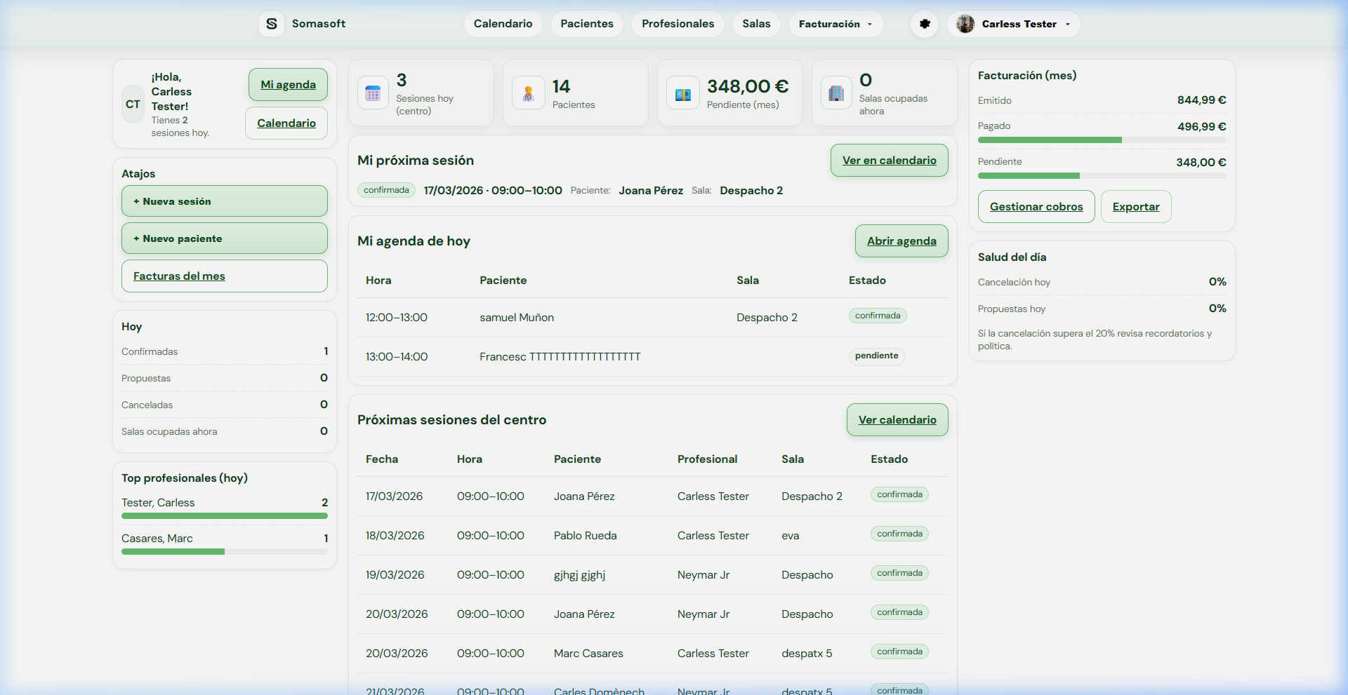 SomaSoft Dashboard Interface